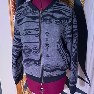 Black and Gray Aztec Patterned Bomber Jacket